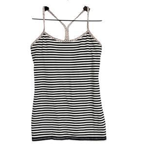 Lululemon Flow Y Yoga Tank Top Nulu Black White Stripe Older Style - 8